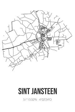 Sint Jansteen (Zeeland) | Karte | Schwarz und weiß von Rezona