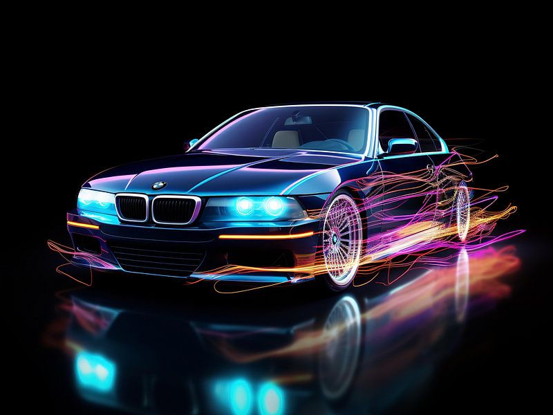 BMW E36 Auto Auto Vintage Sportwagen Neon van FotoKonzepte