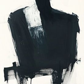 Abstrakte Figur | Minimalistisches Schwarz-Weiß-Kunstwerk von Kunst Laune