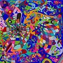 geometrische abstracte kunst van het menselijk gezicht van EL QOCH thumbnail