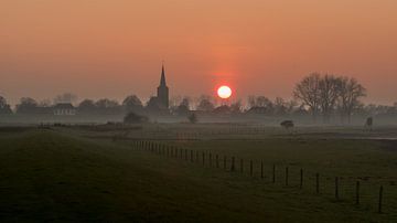 Coucher de soleil à Ravenswaaij sur Moetwil en van Dijk - Fotografie