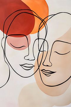 Twee gezichten in harmonieuze kleuren van Poster Art Shop