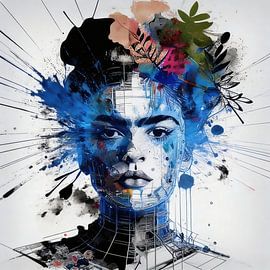 Caractère bleu — Visage expressif et structuré sur ART AKON