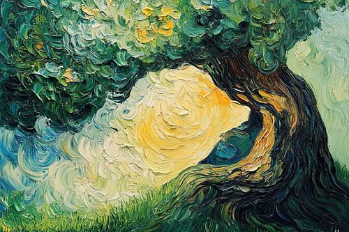 spiritueel schilderij met bomen