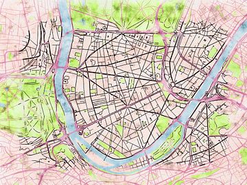 Kaart van Boulogne-Billancourt in de stijl 'Soothing Spring' van Maporia