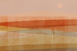 Abstract Minimalist Landscape in terracotta, mustard, orange by Abstract Minimalist Art
