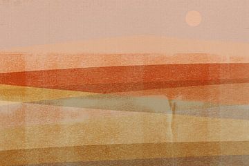 Abstract minimalistisch landschap in terracotta, mosterd, oranje van Abstract Minimalist Art