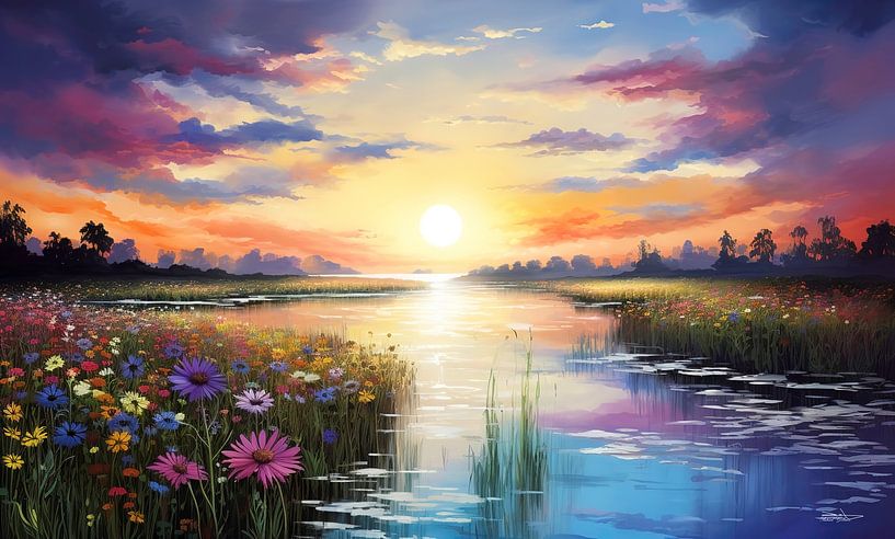 landschapje met zachte kleuren van Gelissen Artworks
