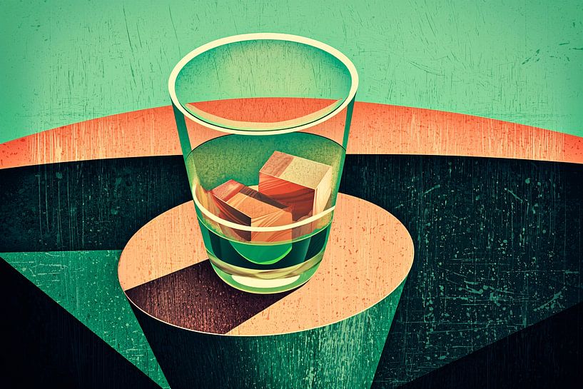 Verre abstrait avec blocs de bois par Art & Soul Creations