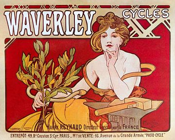 Fietsen Waverley Parijs (1898) door Alphonse Mucha van Peter Balan