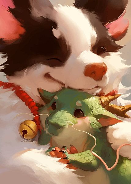 Friendship of Dog and Dragon by MIROKKU