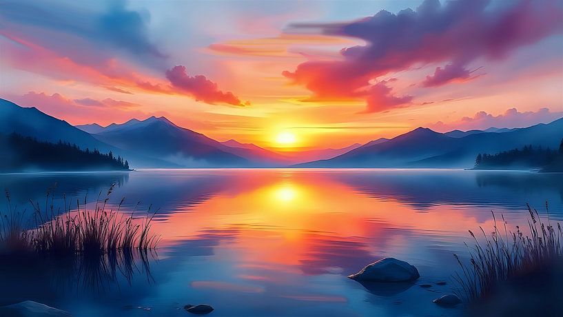 Zonsondergang aan zee van Jean Pierre