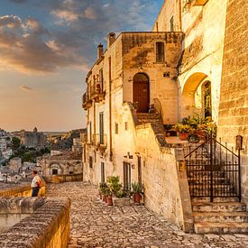 Vieille ville de Matera au coucher du soleil, Italie sur Sjouke Hietkamp