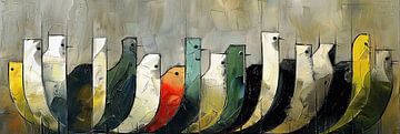 Vogel Vergadering van Abstract Schilderij