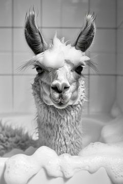 Entspanntes Lama im Badezimmer - Ein einzigartiges WC-Kunstwerk von Felix Brönnimann