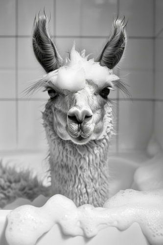 Ontspannen lama in de badkamer - een uniek WC-kunstwerk