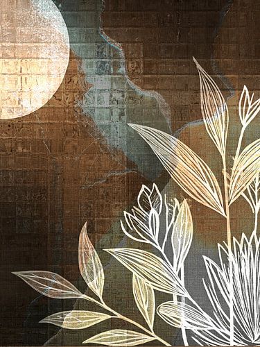 Wabi-Sabi: Abstrakte botanische Formen in Erdtönen und Gold