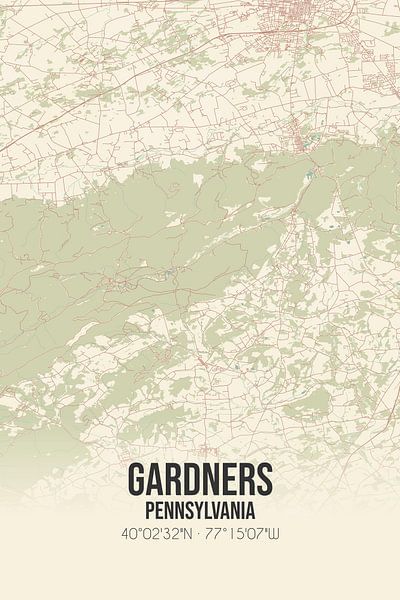 Alte Karte von Gardners (Pennsylvania), USA. von Ortsdrucke