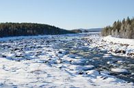 Stromend water door besneeuwd Zweeds Lapland van Anouk Hol thumbnail