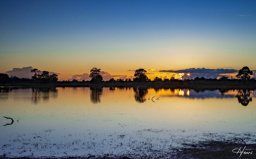 sunset at the lake by Henri van Rheenen