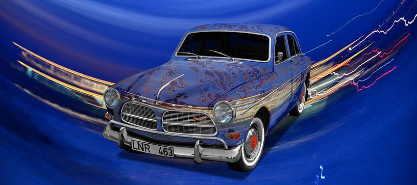 Volvo Amazon Art Car Poster in special blue by aRi F. by aRi F. Huber