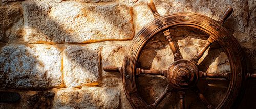 Scheepsrad op muur