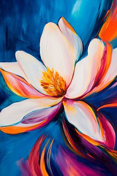 Lotusbloesem op kleurrijke achtergrond van Poster Art Shop