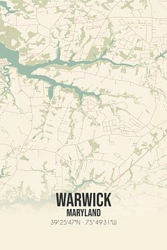 Carte ancienne de Warwick (Maryland), USA. sur Rezona