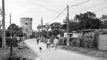 Country life in Cuba - black and white picture