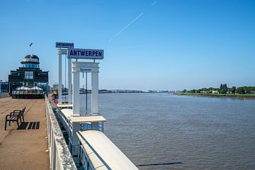 Signs with Antwerp along the Scheldt by Mickéle Godderis