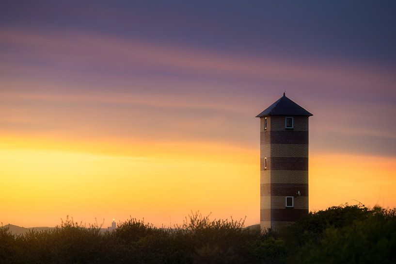 Kaapduinen Lighthouse Low under colourful sky by Thom Brouwer