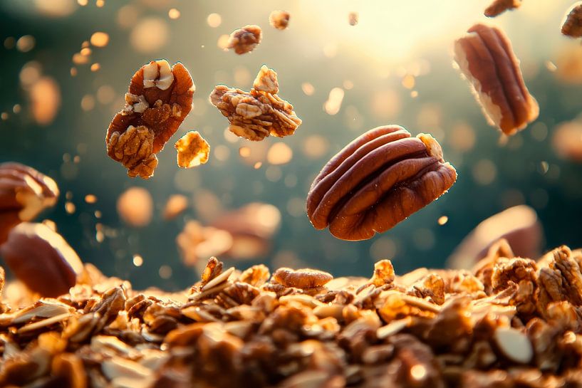 Des noix de pécan volantes au soleil par Poster Art Shop