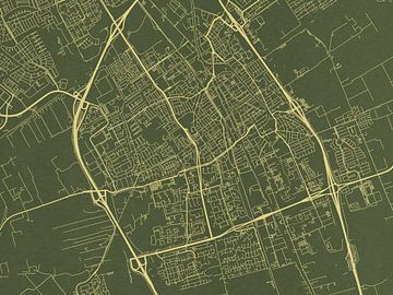 Kaart van Delft in Groen Goud van Map Art Studio