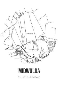 Midwolda (Groningen) | Landkaart | Zwart-wit van Rezona