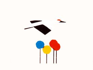 Der Storch und die drei bunten Blumen | Eine minimalistische Frühlingsbotschaft