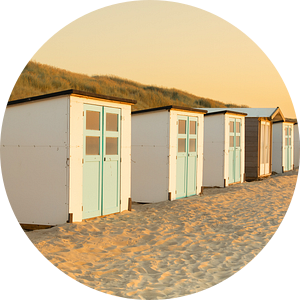 strandhuisjes Texel, zonsondergang, waddeneiland van M. B. fotografie