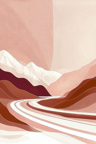 River Landscape in Warm Pink