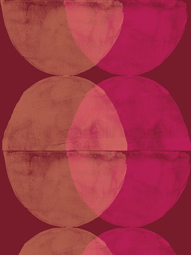 Oker, fuchsia en merlot. Kleurrijke abstracte kunst.