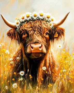 Koeiendans - Bloemige lichtheid van Klaus Tesching - Art-AI