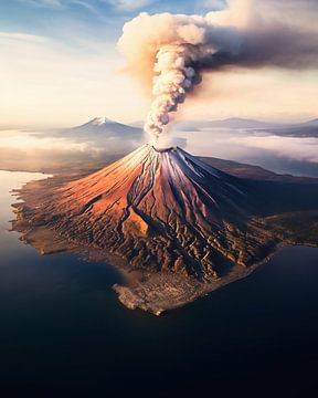 Vulkan aus der Luft von fernlichtsicht