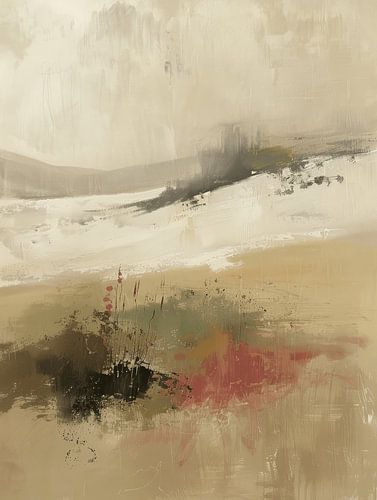 Modern en abstract landschap in aardetinten, Japandi stijl.