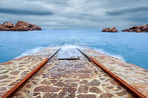 Rettungsbootrampe in Ploumanach in der Bretagne, Frankreich