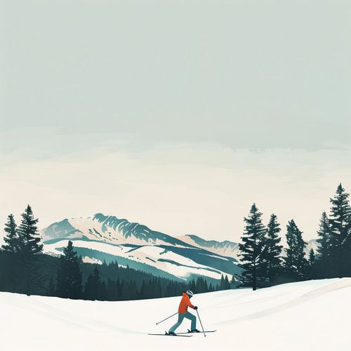 Langlaufers in het winterlandschap