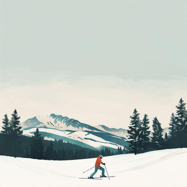 Cross-country skiers in the winter landscape by Poster Art Shop