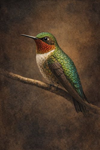 Hummingbird Wildlife Wall Art in natuurlijke tinten