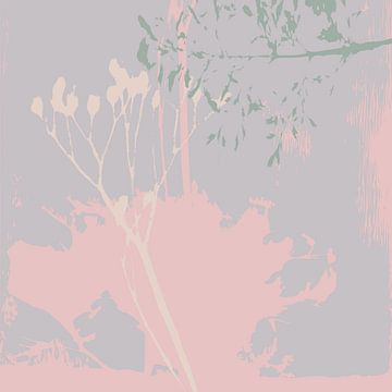 Lila, roze, witte en groene bloemen. van Dina Dankers