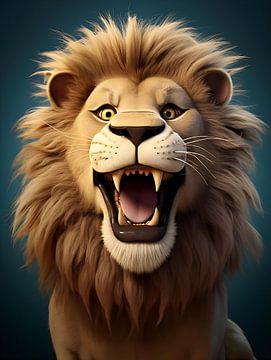 schattige leeuw kinderkamer van PixelPrestige