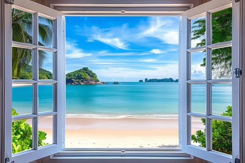 zicht door het raam van vakantieadres