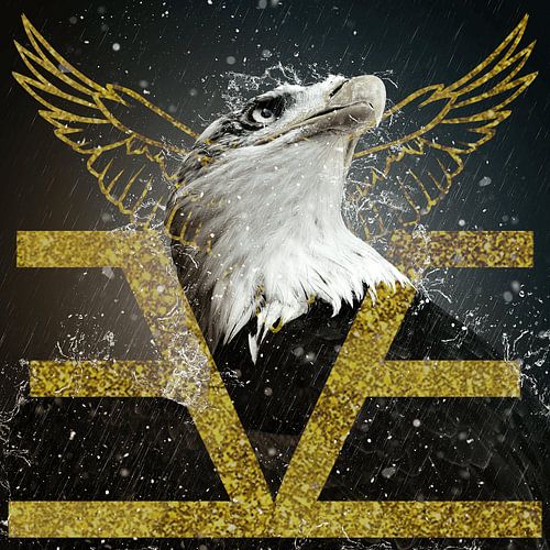 EVE Eagle: Unieke canvasprint van sublimiteit en gouden overvloed