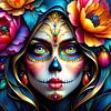 Día de los Muertos - Trois regards pénétrants inspirés de La Catrina, intensité artistique et profondeur culturelle, un triptyque célébrant le Jour des Morts au Mexique (3 de 3) sur AidasignArt